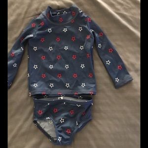 Baby Girls Size 6 months Rash Guard Set UPF 50+ Blue Star